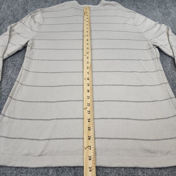 Banana Republic Sweater Mens XL Gray Striped Silk Cashmere Blend V Neck Preppy - Picture 7 of 16